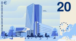 Gestaltungsvorschlag/ Quelle: EZB Das neue Design eines 20 Euro Scheins mit zwei Vögeln.