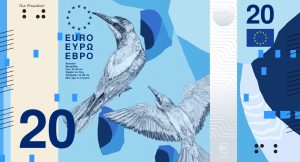 Gestaltungsvorschlag/ Quelle: EZB Das neue Design eines 20 Euro Scheins mit zwei Vögeln.